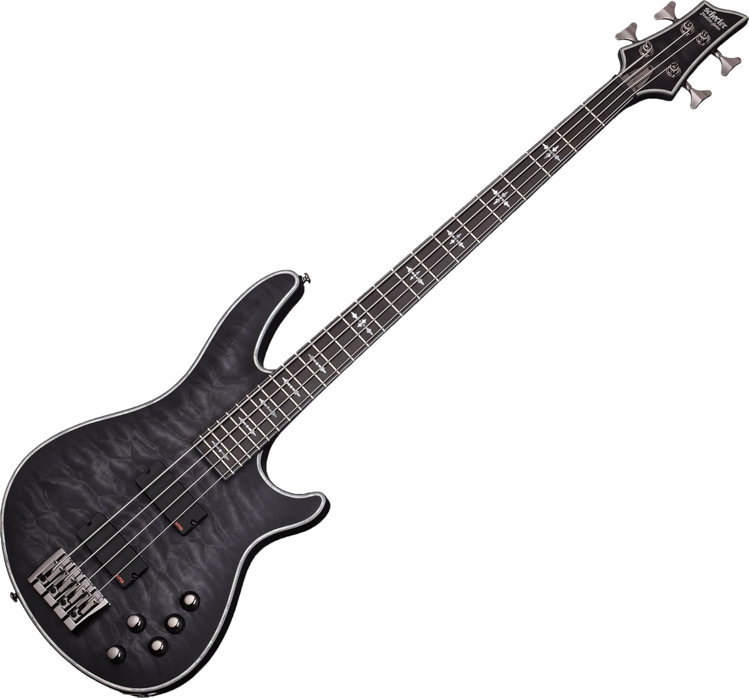 Schecter Hellraiser Extreme-4 4-String Bass Guitar, See-Thru Black Satin