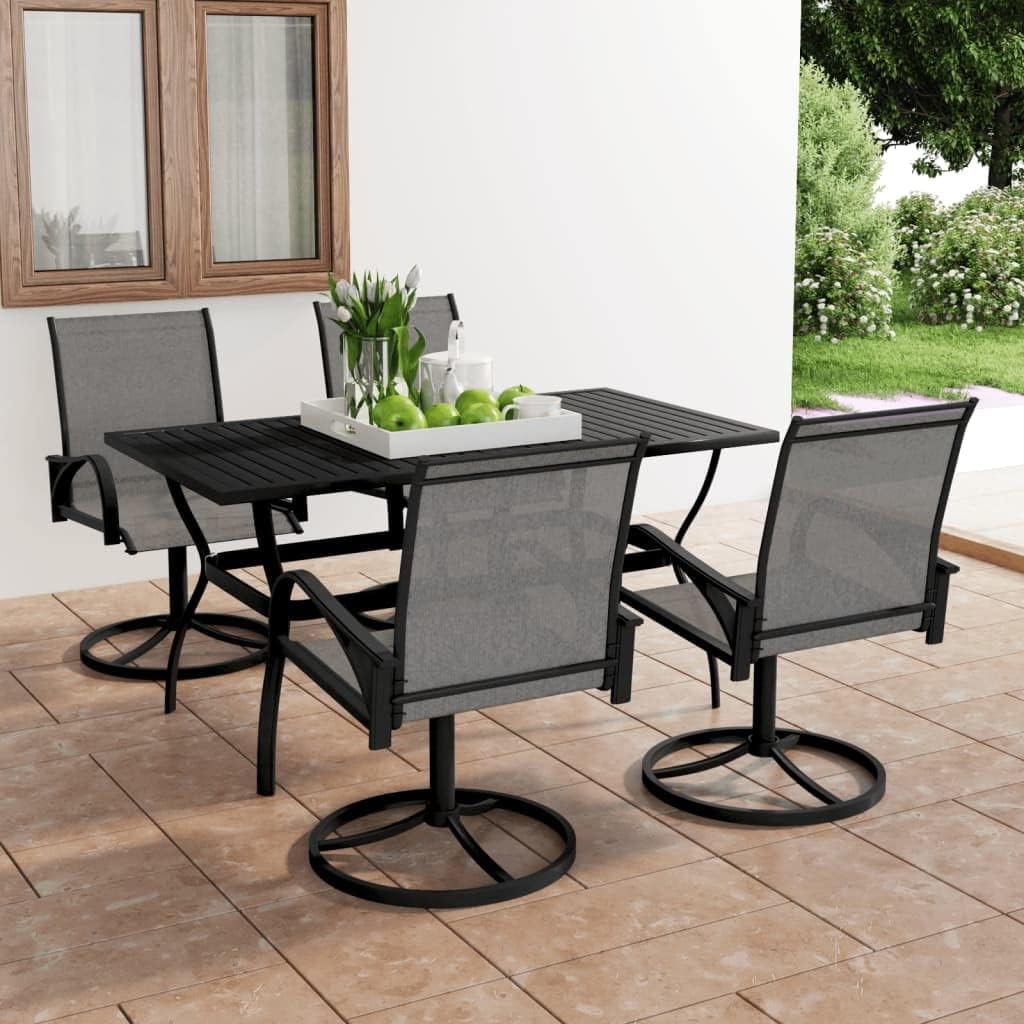 5 Piece Patio Dining Set Textilene and Steel Garden Furniture
