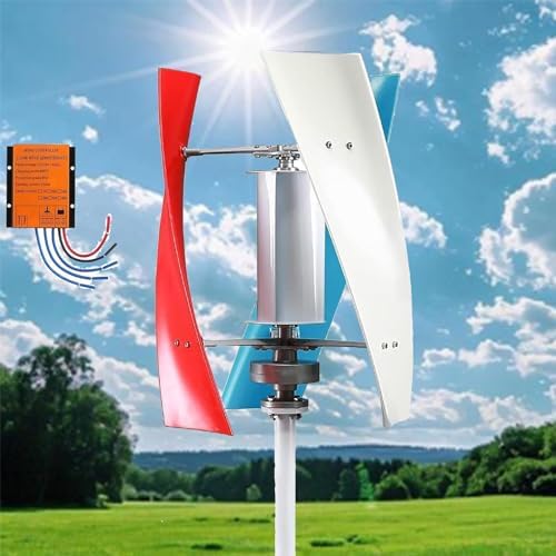 14000W Silent Vertical Wind Turbine Generator Kit for Home & Street Lighting, 12V/24V/48V Magnetic Levitation, MPPT Controller, Efficient Renewable Energy (White, 24V)