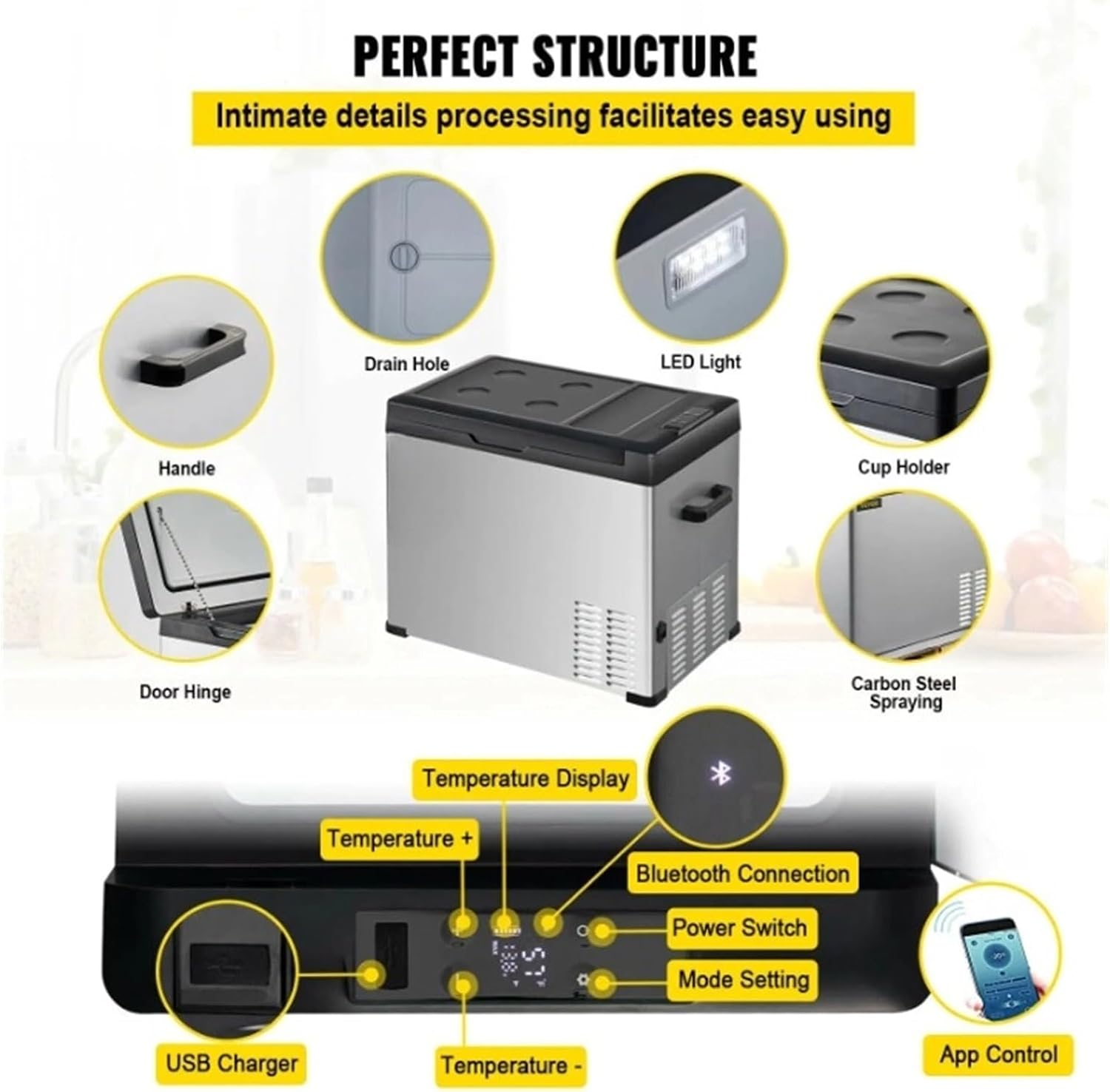 30L 40L 50L Mini Car Refrigerator Portable Small Fridge Freezer 12V/24V DC 110-240 AC Cooler For Outdoors Caravan Camping(30L)