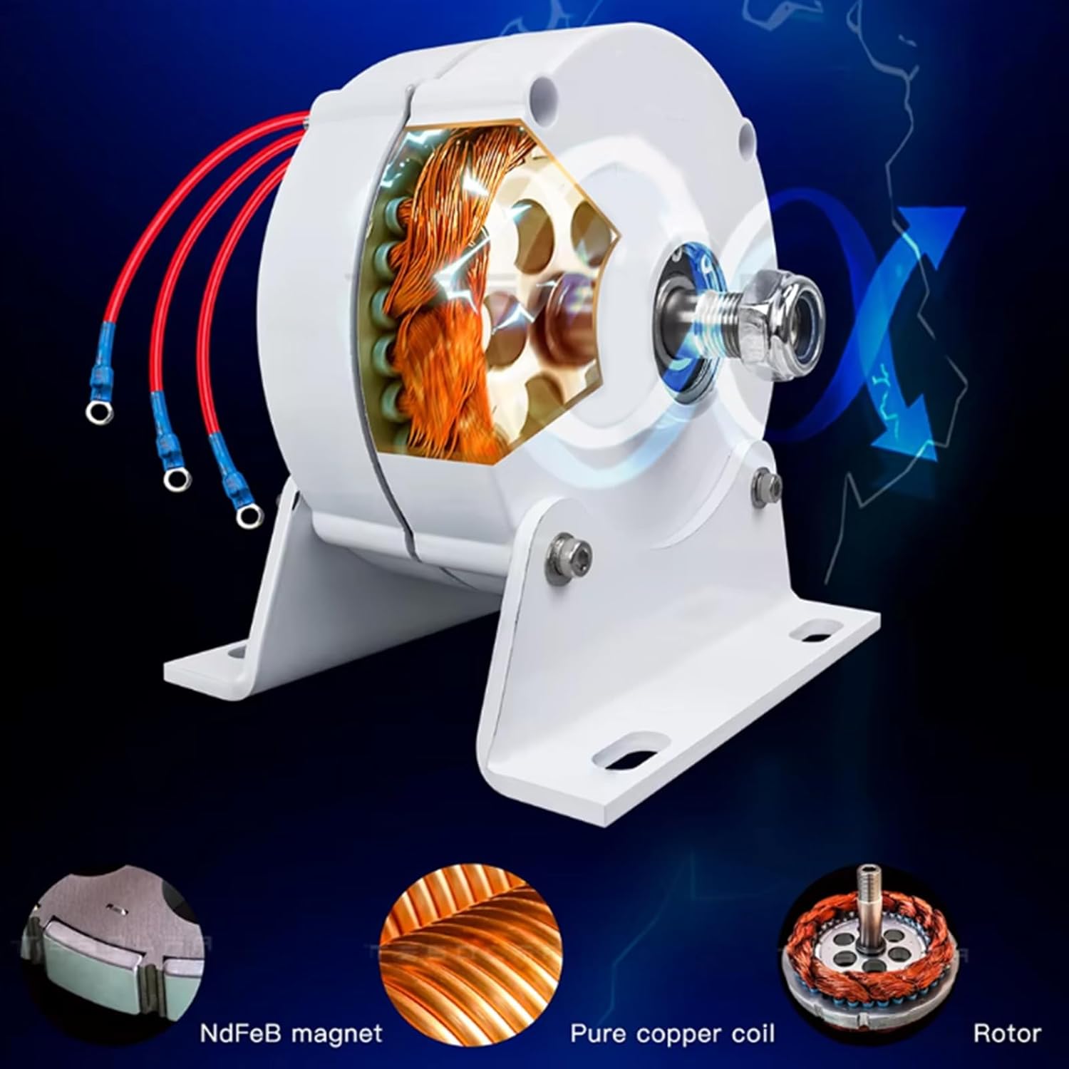 1000W-5000W 450Rpm Permanent Magnet Alternator Coreless Maglev Generator 12V 24V 48V 220V DIY AC Alternators for Hydroelectric Generators and Wind Turbines