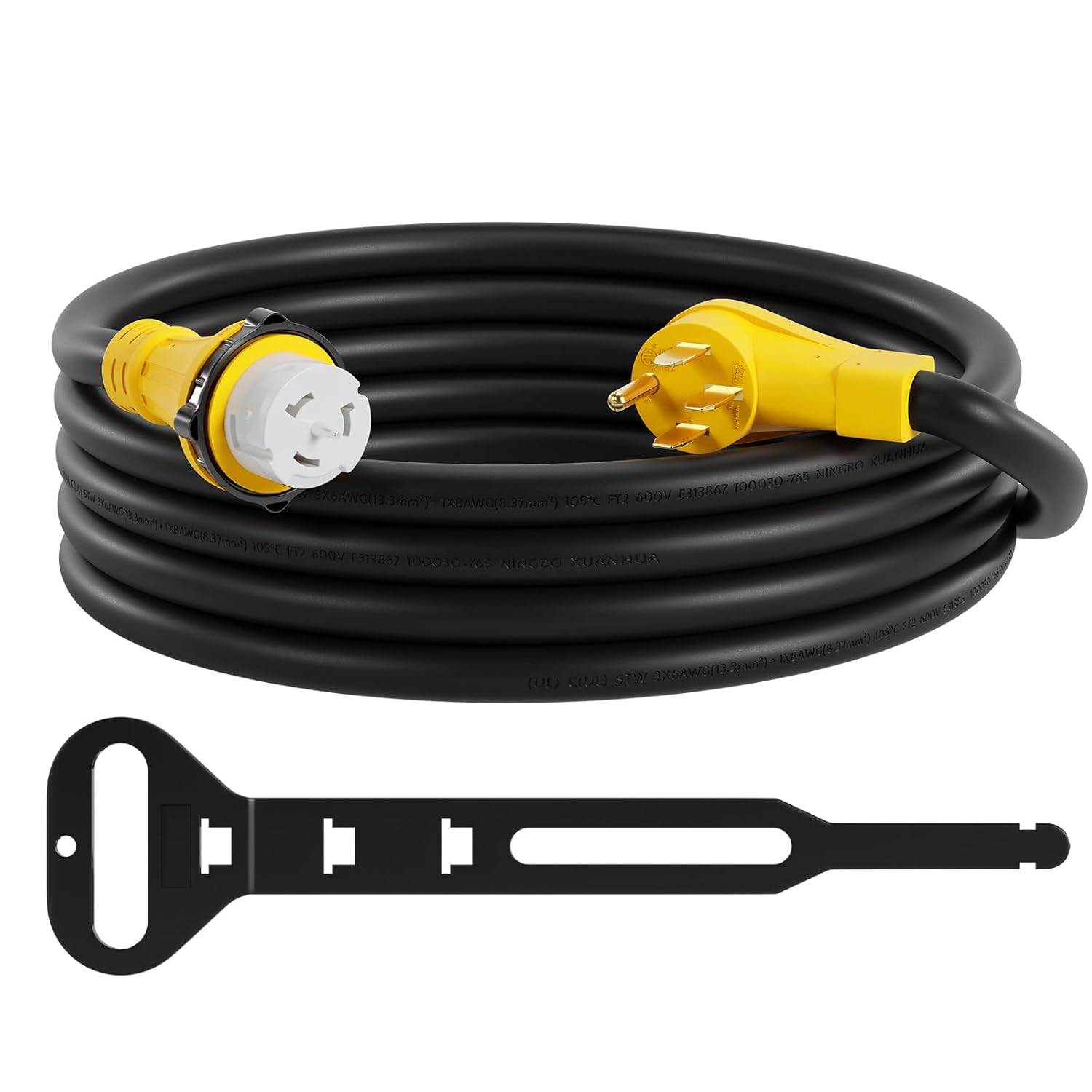 50A Generator Cord with Cord Organizer, 20 FT 14-50P to SS2-50R Power Cord with Grip Handle, Generator Plug with Twist Lock, Generator Cord 50 amp 4 Prong for Emergency or Power Shortage, ETL Listed