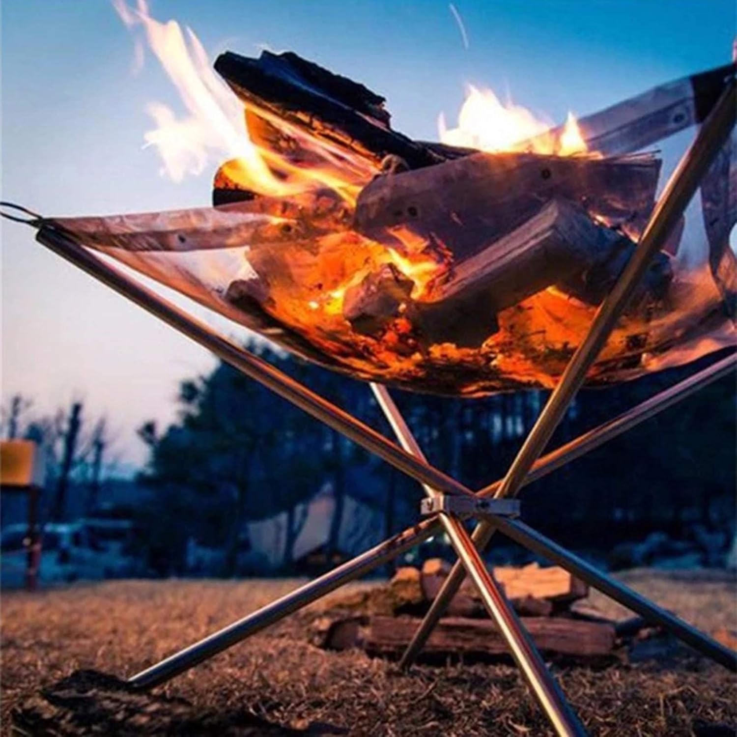 Fire Pit Portable Outdoor Fire Pit, Folding Campfire Rack Outdoor Camping Incinerator Barbecue Burning Fire, Folding Wood Stove Toolset Toolkits