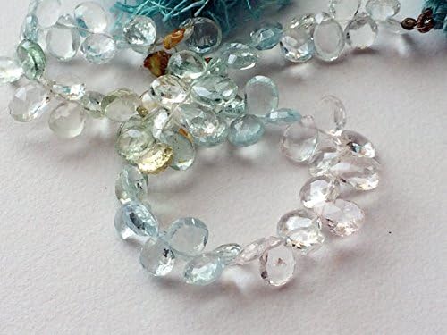 1 Strand Natural Multi Aquamarine Faceted Pear Beads, AAA Aquamarine, Natural Multi Aquamarine, Multi Aquamarine Necklace, 8x6mm, 8 Inch