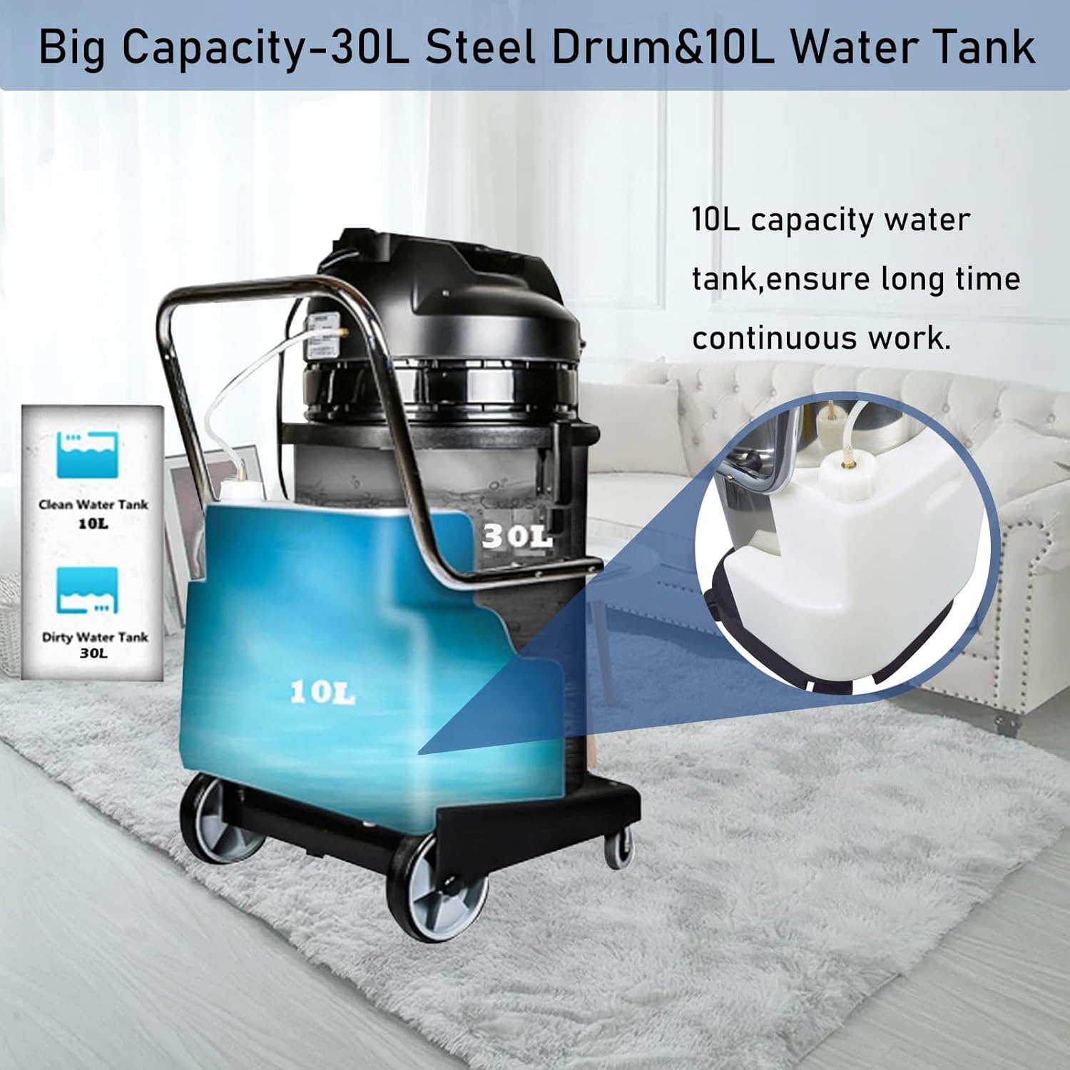 INTSUPERMAI Carpet Cleaning Machine Commercial Extractor Wet/Dry Vaccum Cleaner 3 in 1 30L Capacity Floor Cleaner 1000W