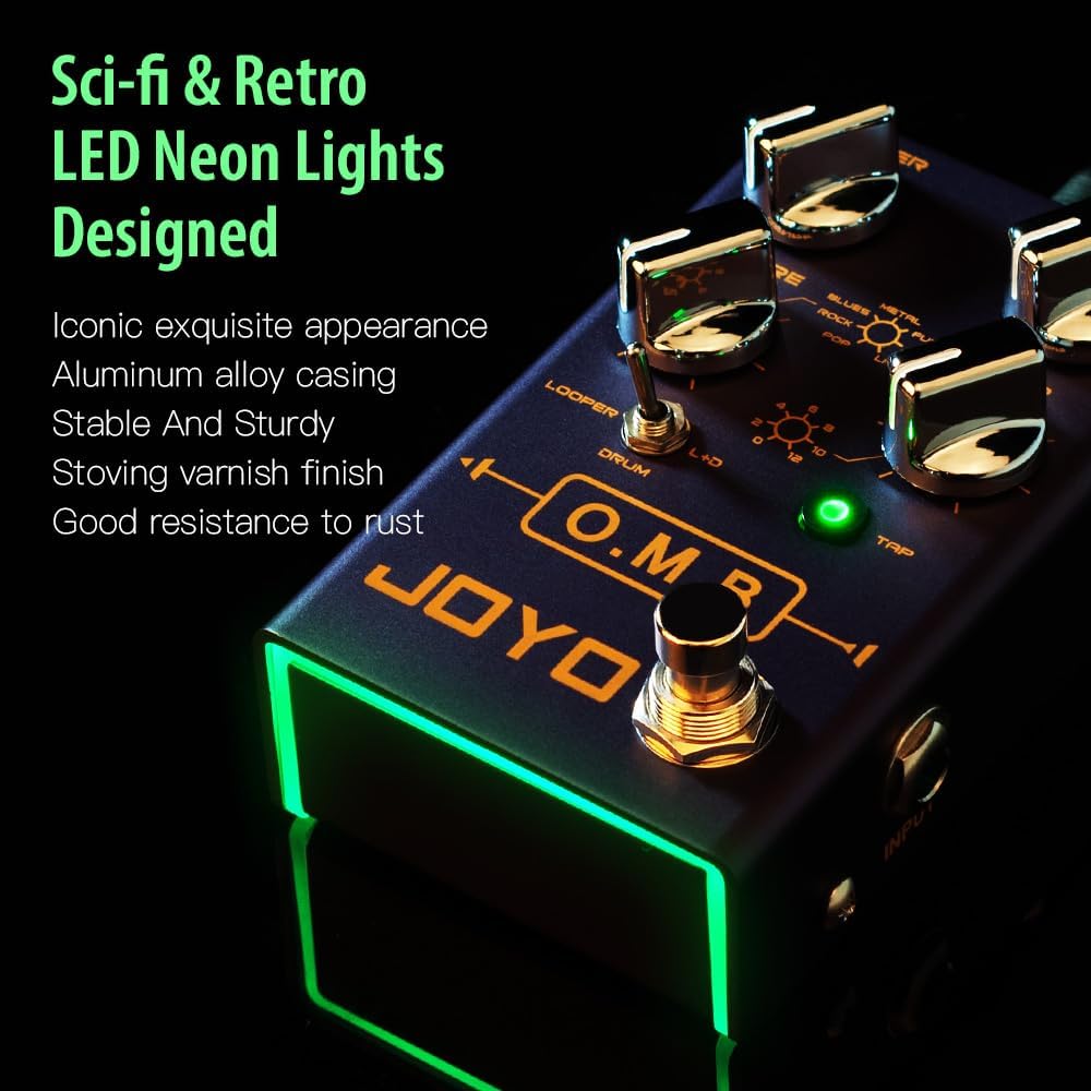 JOYO Looper Drum Machine Pedal (Looper Cycle Recording/Drum Machine) for Electric Guitar Effect (O.M.B R-06)