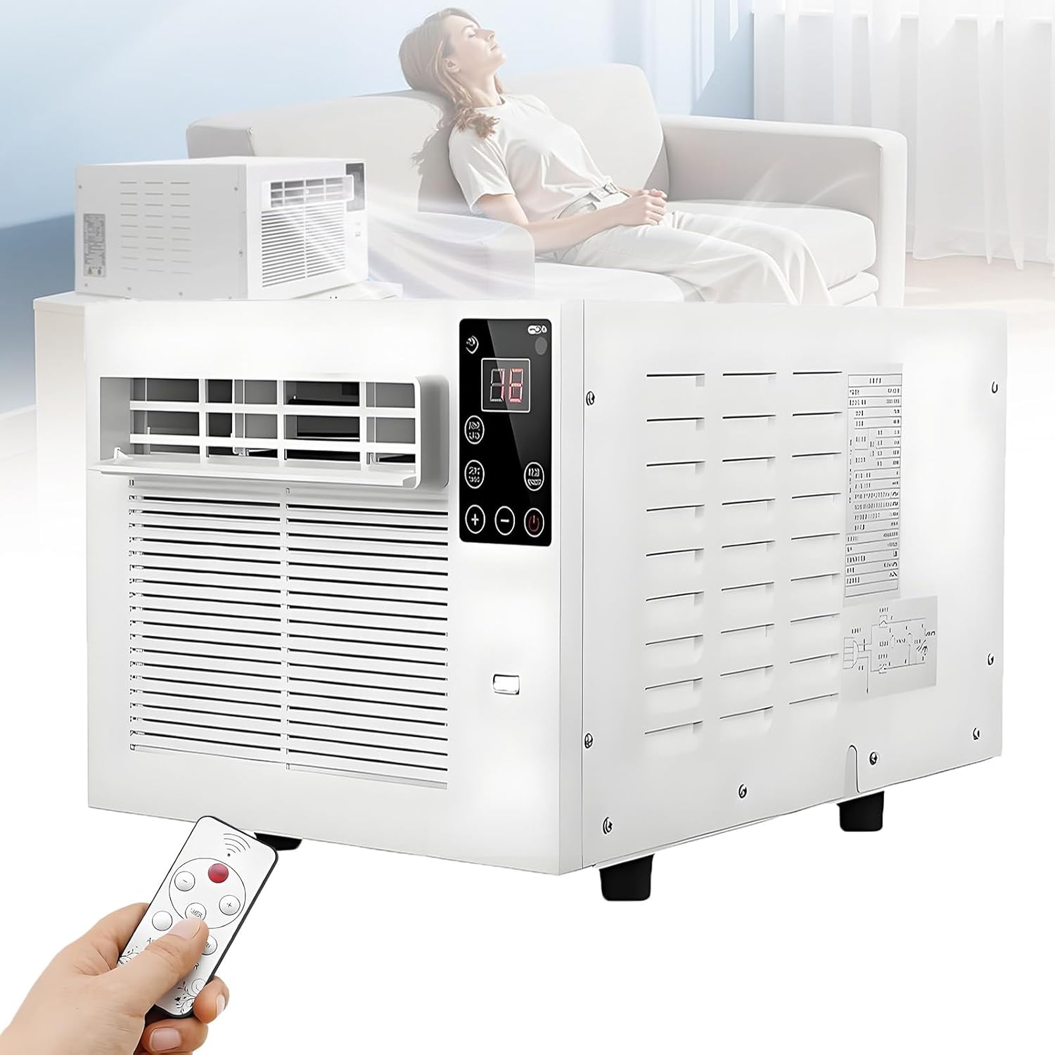 Air Conditioning Unit Compact Dehumidification Remote Control and Timing 1-12h Portable Ac Tent Air Conditioner Cooling for Consumption Camping Tent RV Mosquito Net Air Conditi