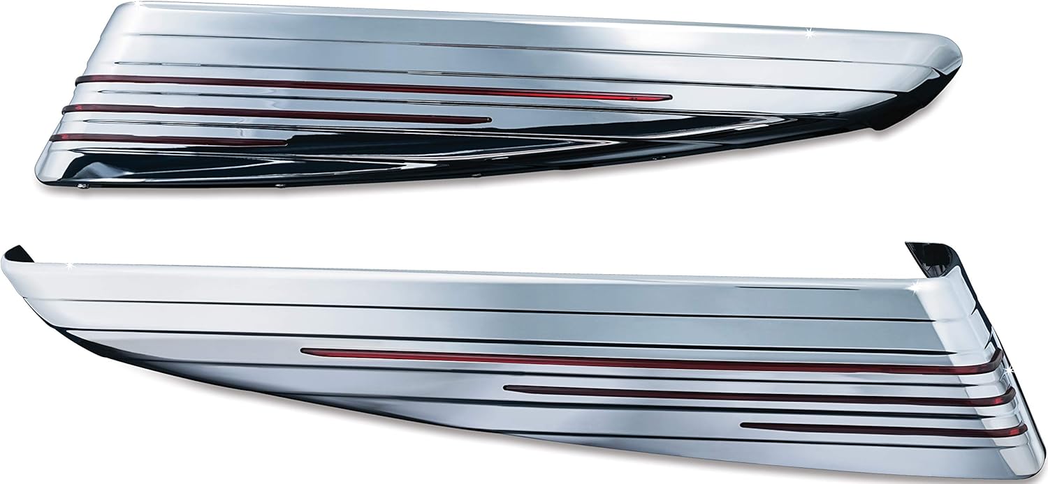 Kuryakyn 7292 Motorcycle Lighting Accent Accessory: LED Saddlebag Extensions with Red Lenses for 2014-19 Harley-Davidson Motorcycles, Chrome, 1 Pair