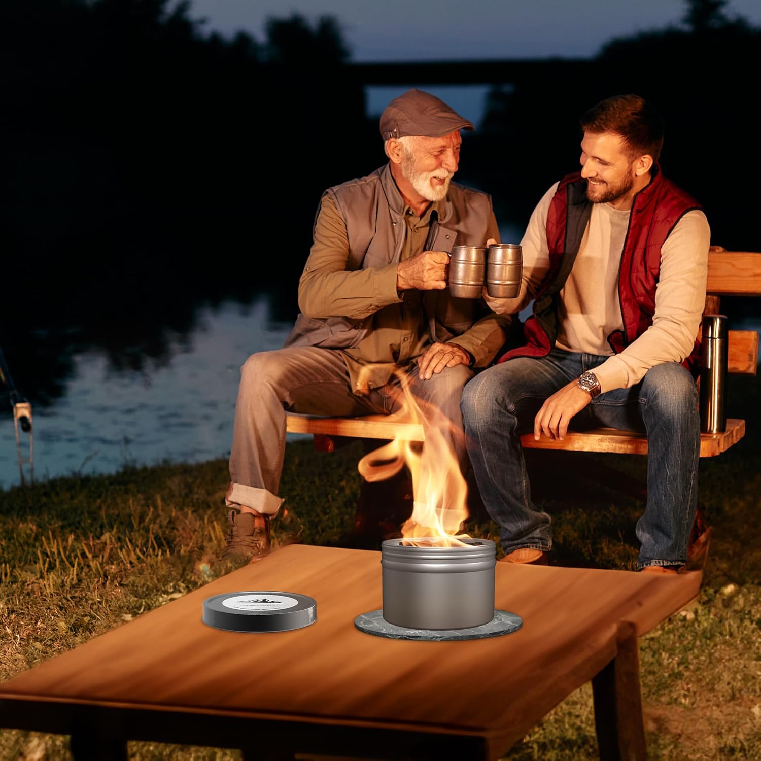 2 Pack of Portable Campfire, Smores Fire Pit, Outdoor Fire Pits, 3-5 Hours of Burn Time, No Embers-No Hassle, Emergency Heat, Portable Tabletop Fire Pit for Party Camping Picnics and More