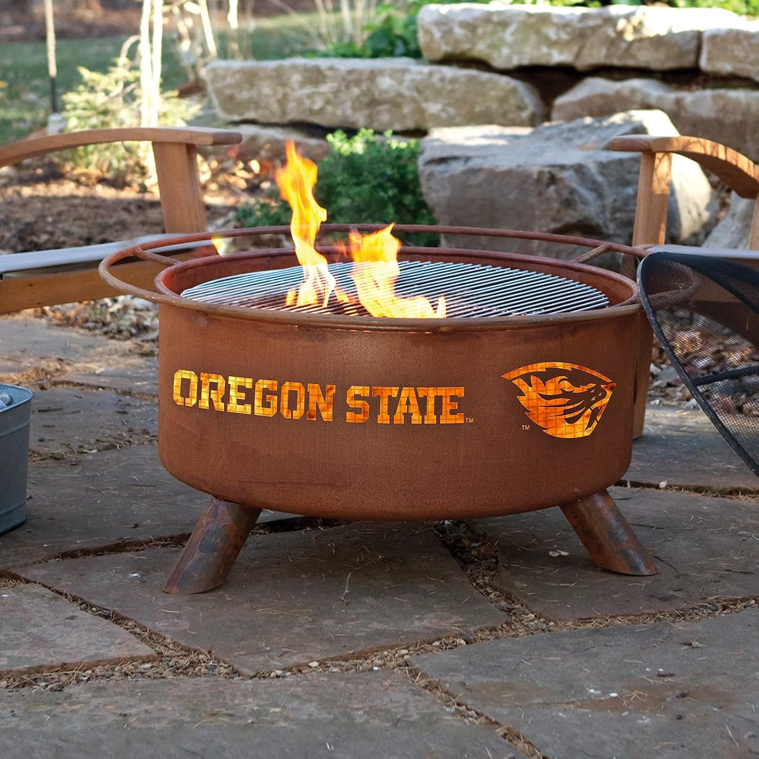 Patina Products F231 Oregon State Steel Outdoor Fire Pit - 24 x 24 x 11 inch - Natural Rust Patina Finish
