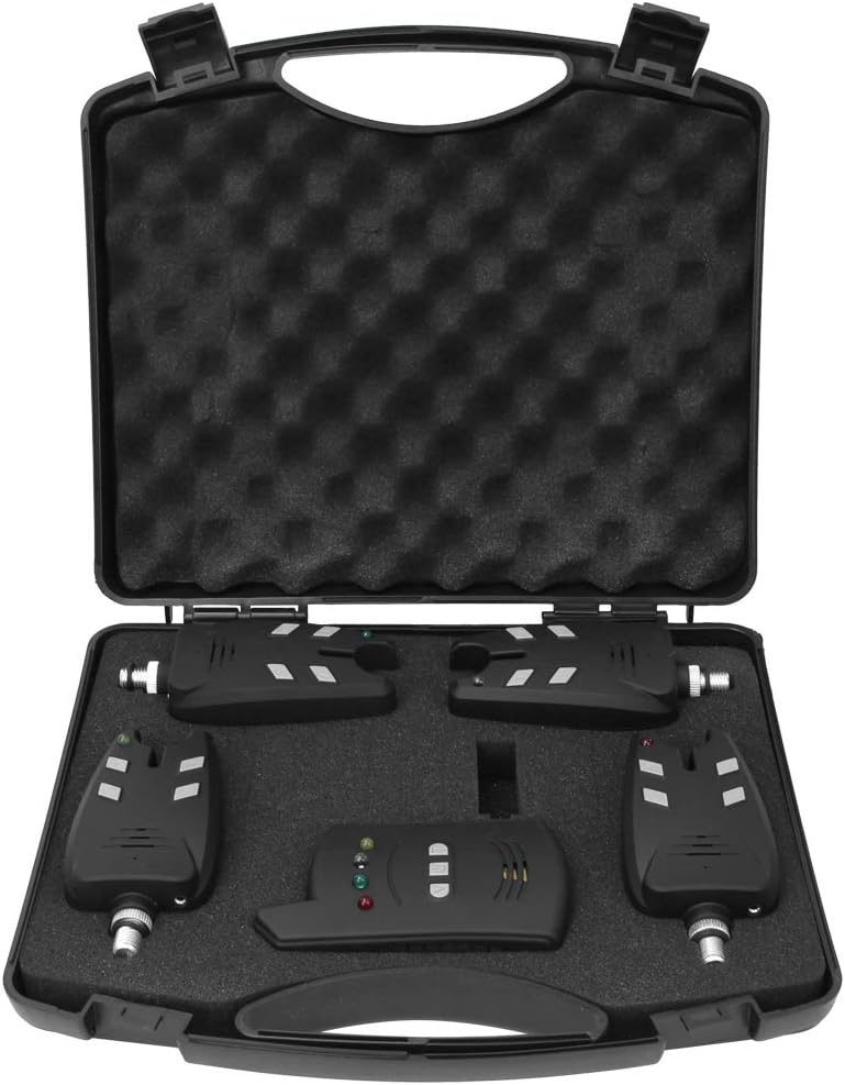 High Sensitive Electronic Fishing Bite Alarm Indicator LED Light Alert, 4 Fish Bite Alarm with 1 Receiver Indicator Sound for Other Fishing Tools and Accessories