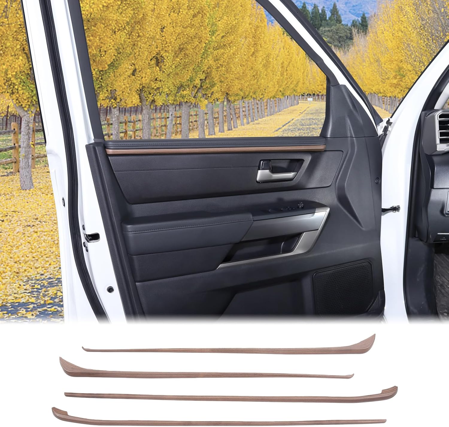 Aunginsy Car Inner Door Panel Strips Trim Compatible with Toyota Tundra 2022 2023 2024 2025 Pickup Truck Front Rear Door Armrest Panel Molding Decorative Cover Protector ABS Interior Accessories