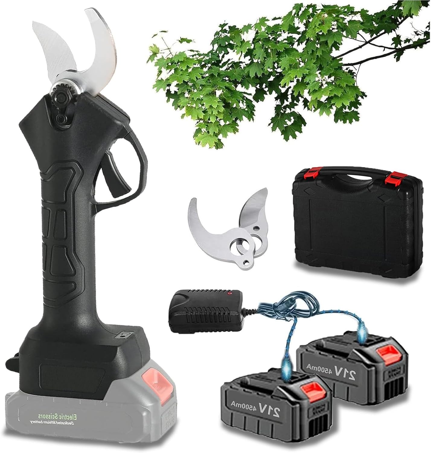 Electric Pruning Shears for Gardening, Cordless Pruning Shears with 2 Rechargeable Batteries, Professional Tree Branch Pruner Battery Operated, 1.37 Inch Cutting Diameter,Incision 2.5-3.5cm-220V