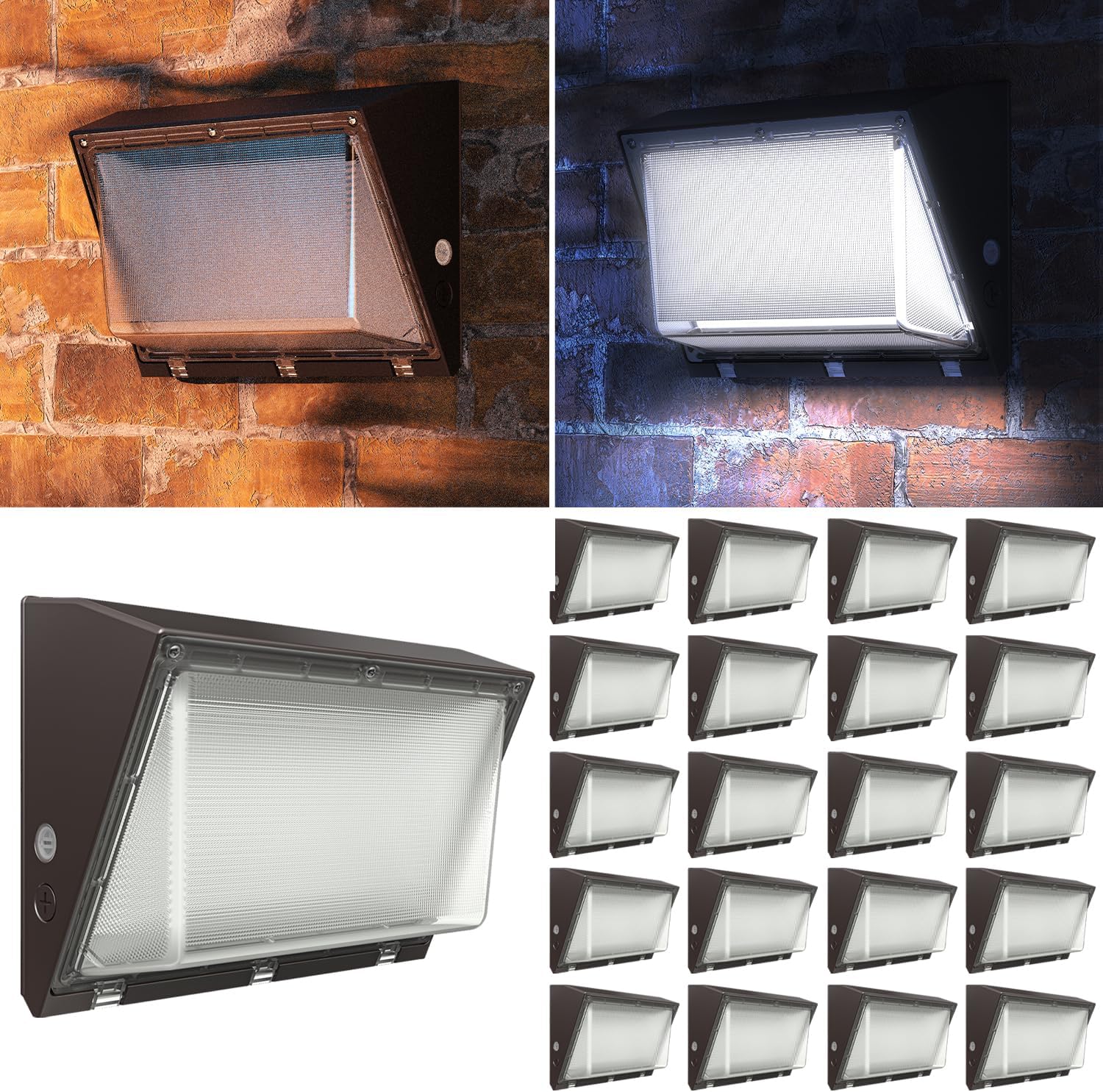 Sunco 20 Pack 120W LED Wall Pack Outdoor Dusk to Dawn Photocell Sensor Industrial Dimmable Waterproof Commercial Grade Security Warehouse Parking Lot, 5000K Daylight, 16200 Lumens, AC120-277V