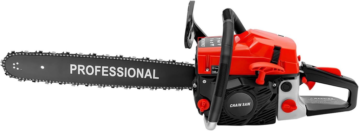 20Inch Gasoline Chainsaw, 58CC 2-Stroke Handheld Petrol Chain Saws, Gas Powered Chainsaw, Manual Start Power Saws for Wood Cutting, Forest Felling