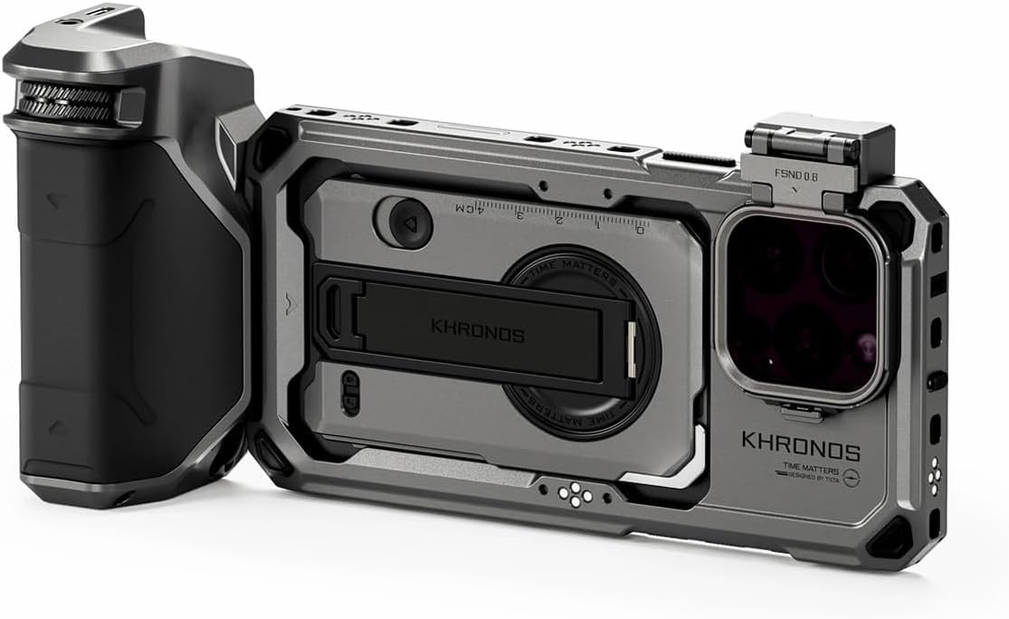 Tilta Khronos Handheld Kit Compatible with iPhone 16 Pro Max – Space Gray | Mobile Filmmaking Accessories | Phone Camera Cage & Video Rig | 0.6 + 1.2 ND Filters | Focus Handle | TK-IP16-PMA-SG