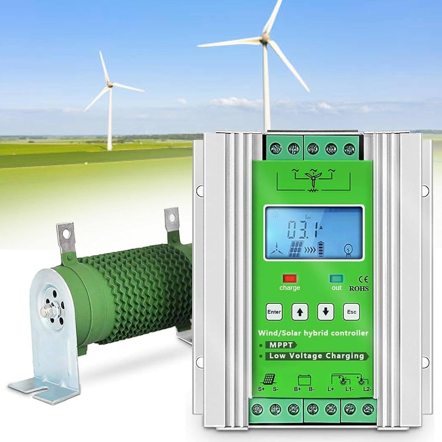 New Upgraded Wind Solar Hybrid Charge Controller 5000W/6000W/8000W/10000W/12000W 12V/24V/48V Auto Switch Regulator for Wind Turbine Generator Charger(12V-24V,8000w)