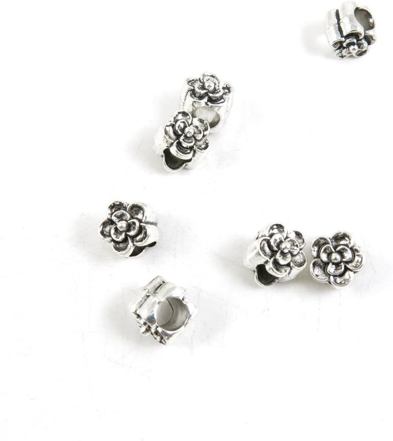840 Pieces Antique Silver Tone Jewelry Making Charms Findings Fashion Wholesale Supplies Pendant Lots Bulk Supply O1ES5Y Plum Flower Loose Beads