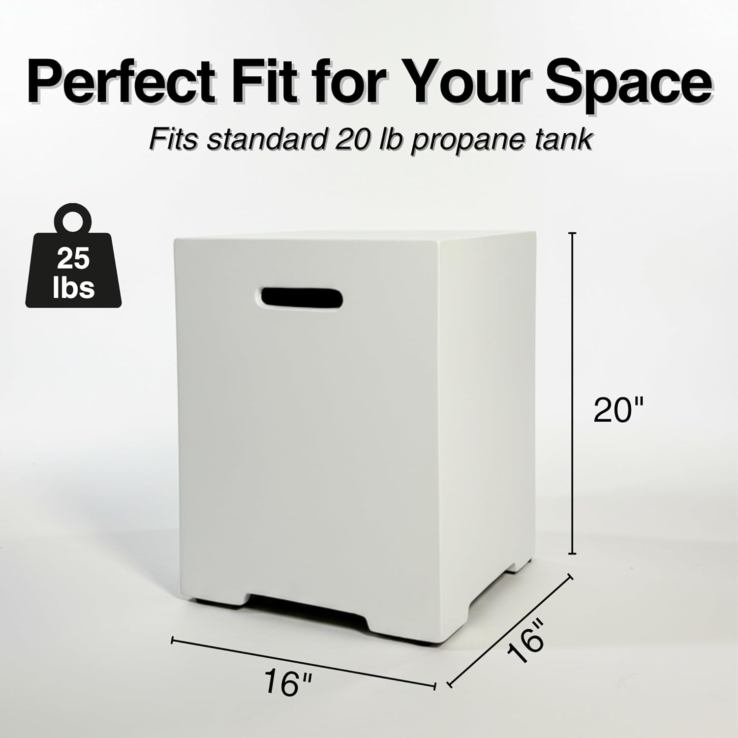 Propane Tank Cover 16 Inch, 20 LB Outdoor Tank Storage Hideaway Table for Gas Fire Pits, Concrete Tank Holder (Ancient White)