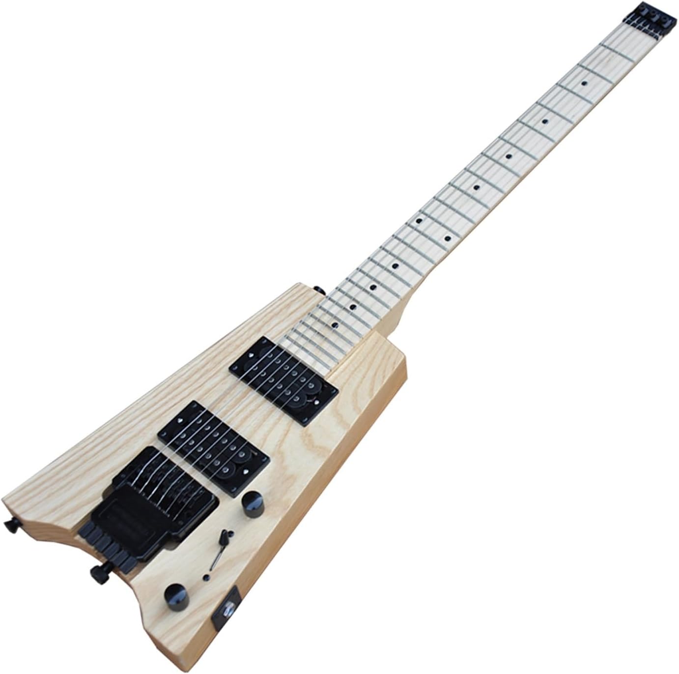 Natural Headless 24 Frets Electric Guitar with Humbuckers Pickups Maple Fretboard Last 4 Frets Scalloped Professional Headless Guitar
