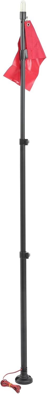 Kayak Flag with Light, Lightweight Safety Canoeing Flag Light Set, Nylon Aluminum Alloy 19W Retractable Fishing Kayak Accessories for Kayaking, Rowing and Other Sports