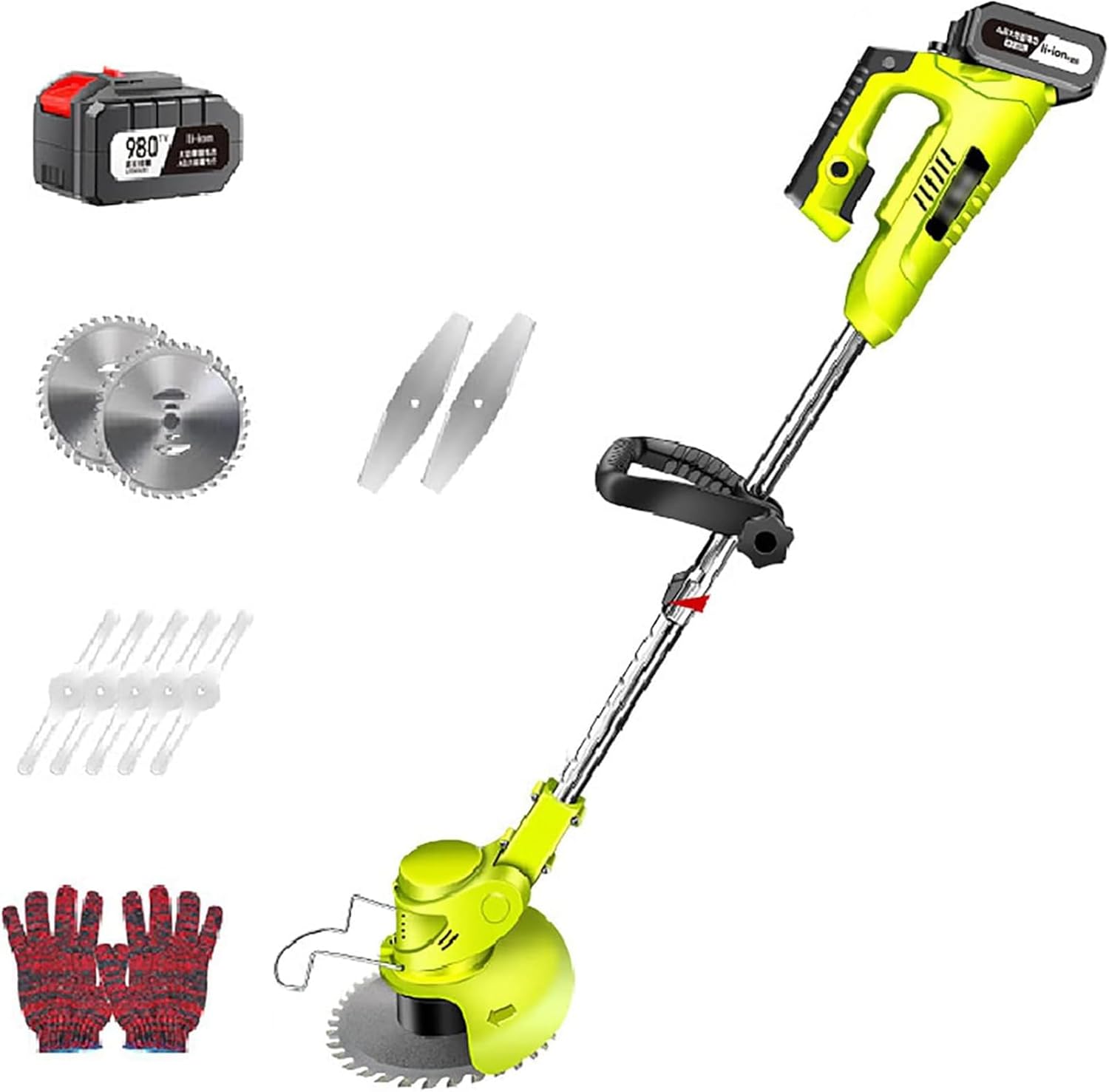 Cordless Lawn Mower, Adjustable Telescoping Rod 3 Styles Blades Walk-Behind Lawn Mower 48V/21000mA Battery Rechargeable Weeder Garden Lawn Mowing Tool