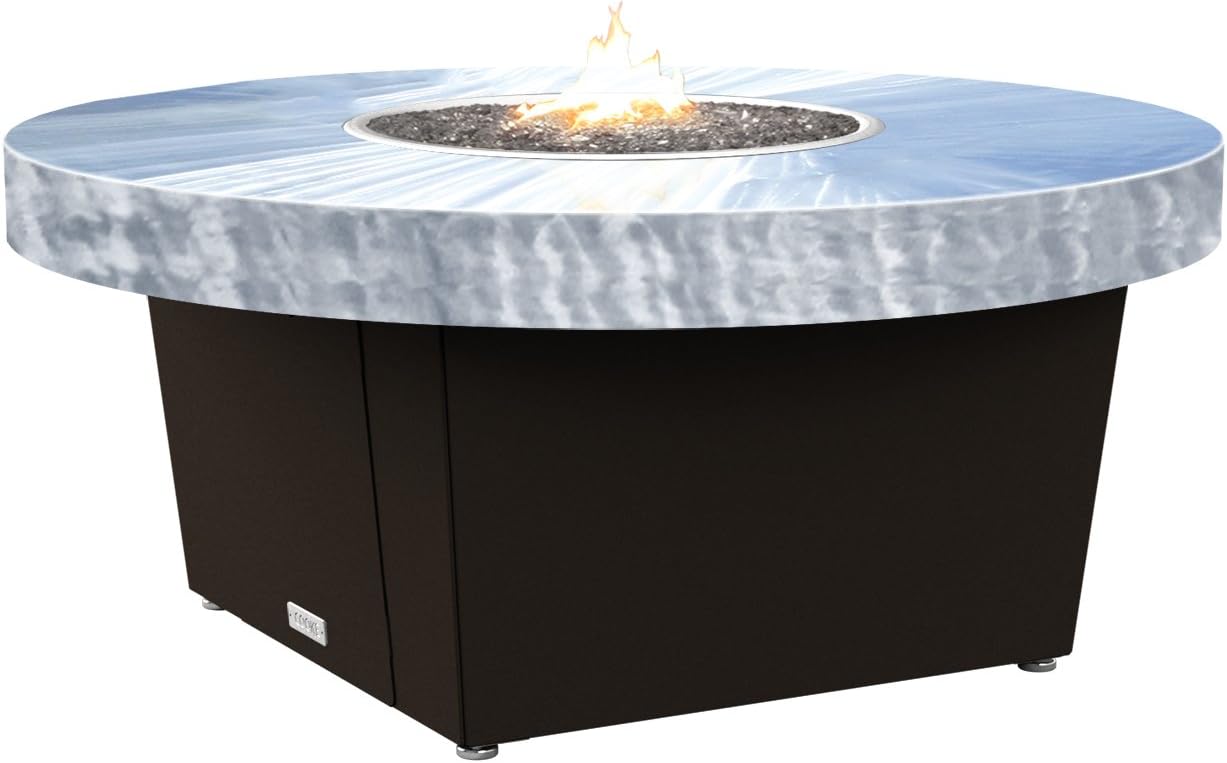 COOKE Parkway Circular Fire Pit Table - 48 Diam - Propane - Brushed Aluminum Top - Bronze Powdercoat Base
