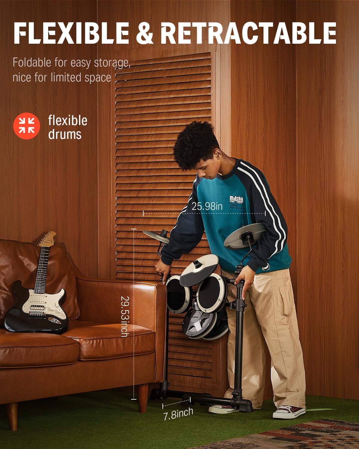 Donner DED-80 Electric Drum Kit with 4 Quiet Mesh Pads, 180+ Sounds, 30 Demo Songs, 10