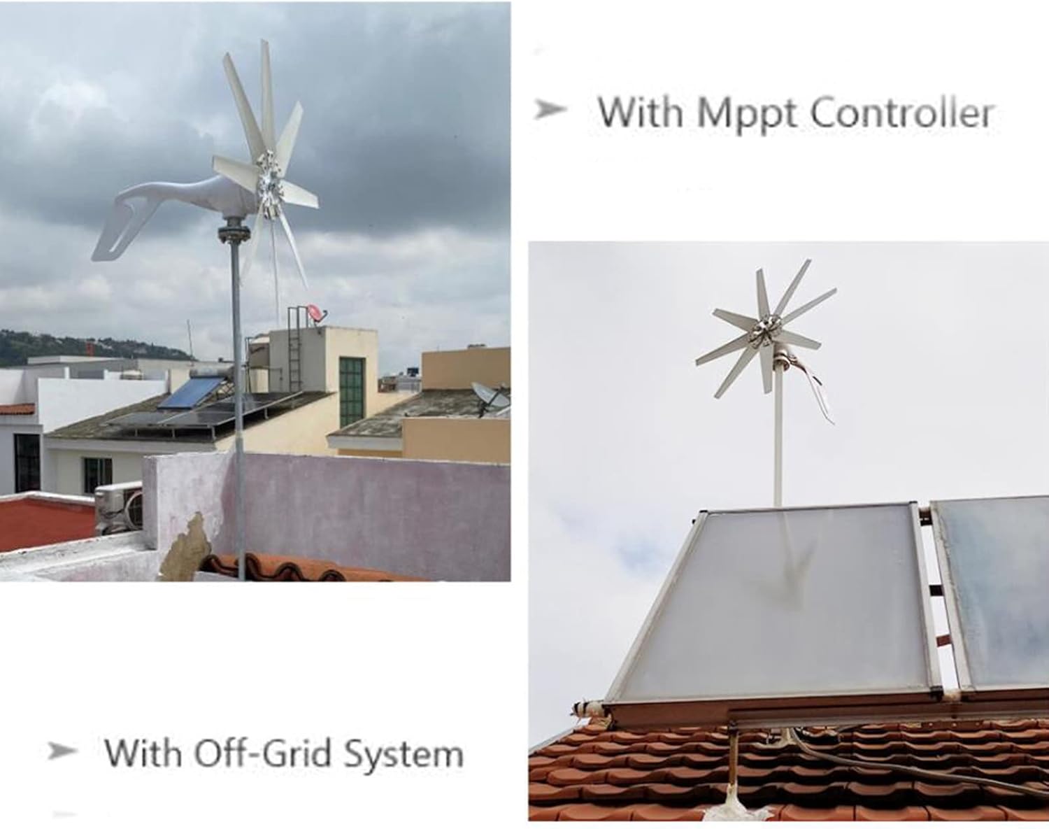 9000W Horizontal Wind Turbine Generator,12V-220V Windmill with Free MPPT Charger Controller,Portable Vertical Wind Power Turbine Generator Kit