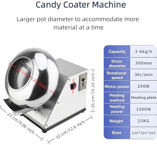110V Professional Ball Coating & Drying Machine, 2-5KG/H, Adjustable Speed Polisher for Coating, Rounding, and Drying - Ideal for Industrial Use