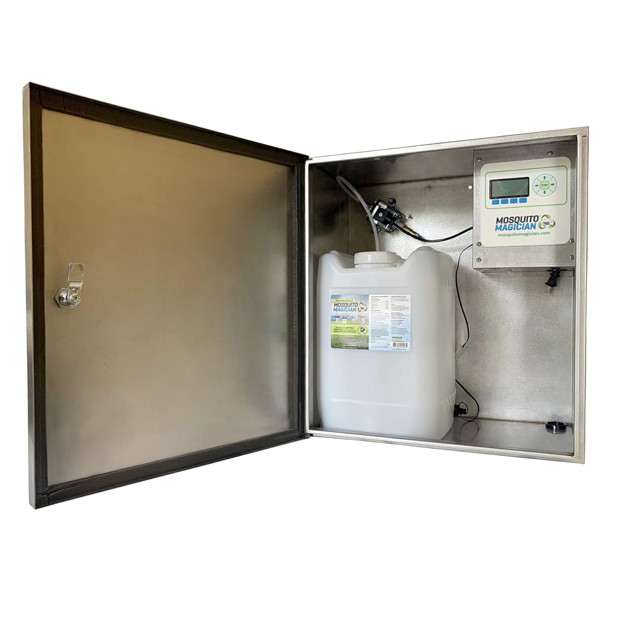 Mosquito Magician Mosquito Killer Machine Single Reservoir - Stainless Steel - Customizable Coverage - User-Friendly - Automatic System for Managing Mosquitoes, Fleas, & Fire Ants - for Large Yards