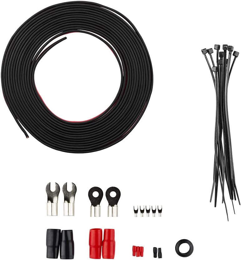 DS18 AMPKIT0 0 Gauge CCA Complete Amp Wiring Kit - Amplifier Install Wiring 1/0 Ga Amp Kit Pro Installation Cables Up to 3500 Watts with ANL Fuse Holder 250A