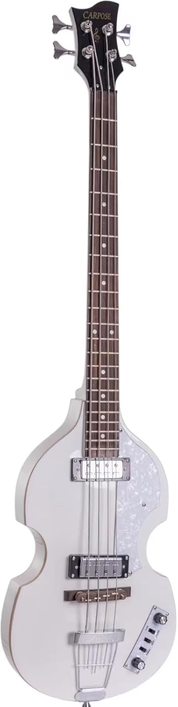 Electric Bass Guitar,4 Strings Rigth handed with Maple Body and Nece Rosewood Fretboard,White