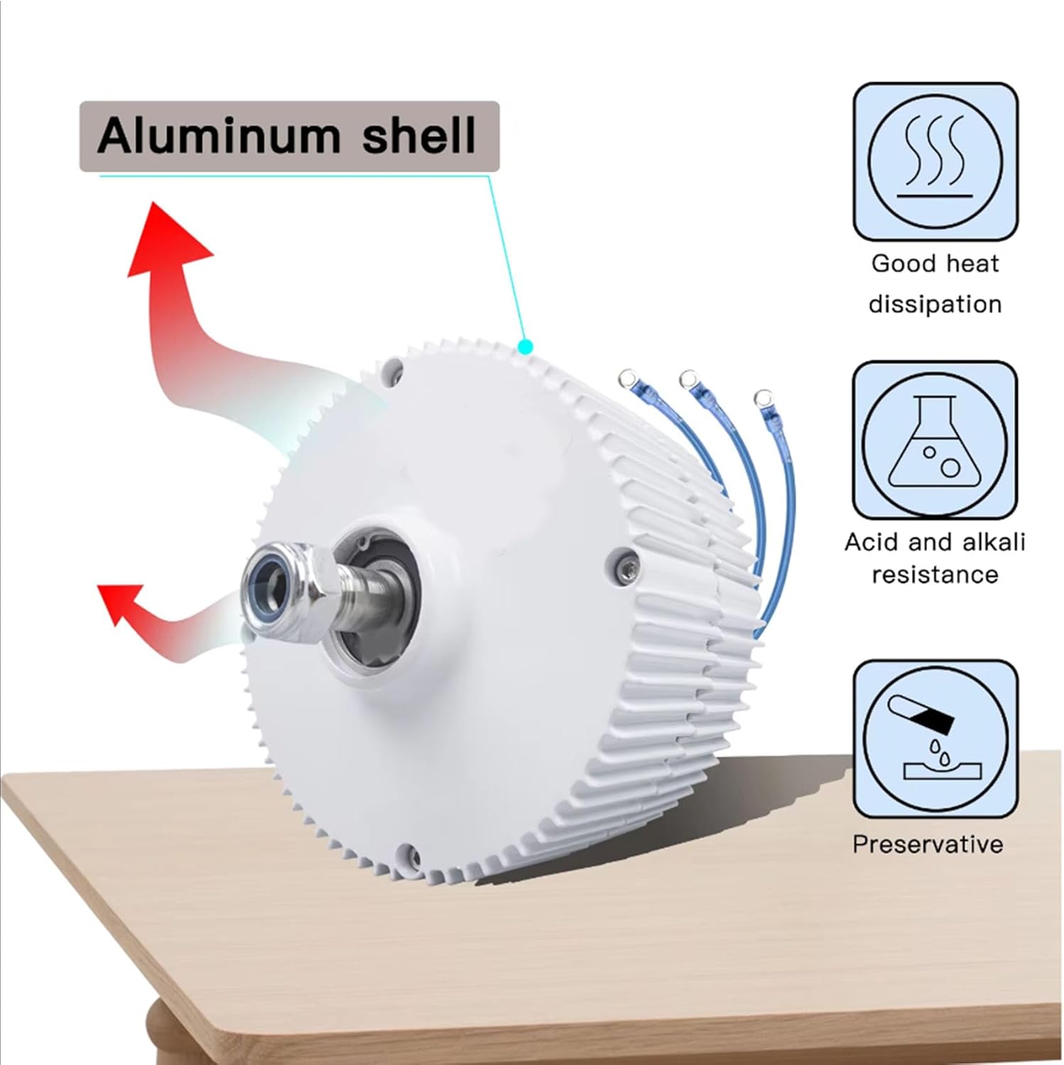 12V 24V 48V 8000W Low Speed Permanent Magnet Generator with high Efficiency brushless AC Generator with Base, Suitable for Vertical or Horizontal Wind Turbine (White), 220V