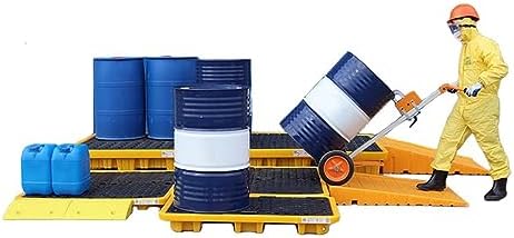 Oil Drum Tray, Industrial Nestable Oil Drums Leak-Proof Tray, Garage Storage Detachable Anti Slip Polyethylene Platform with Drain - Drum Containment Spill Pallet(26.4