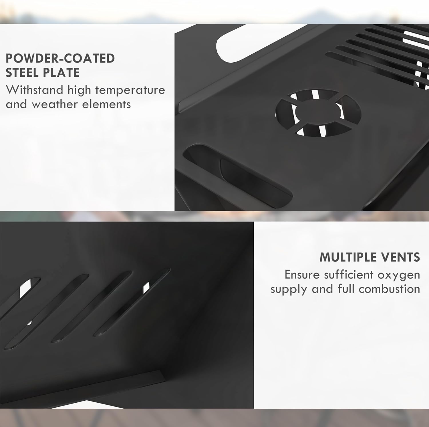 3 in 1 Portable Fire Pit, Stove, Coffee Table, Wood Burning Firepit with Carrying Bag and Quick Assembly for Camping, Bonfire, Picnic, Backyard, Patio, Black