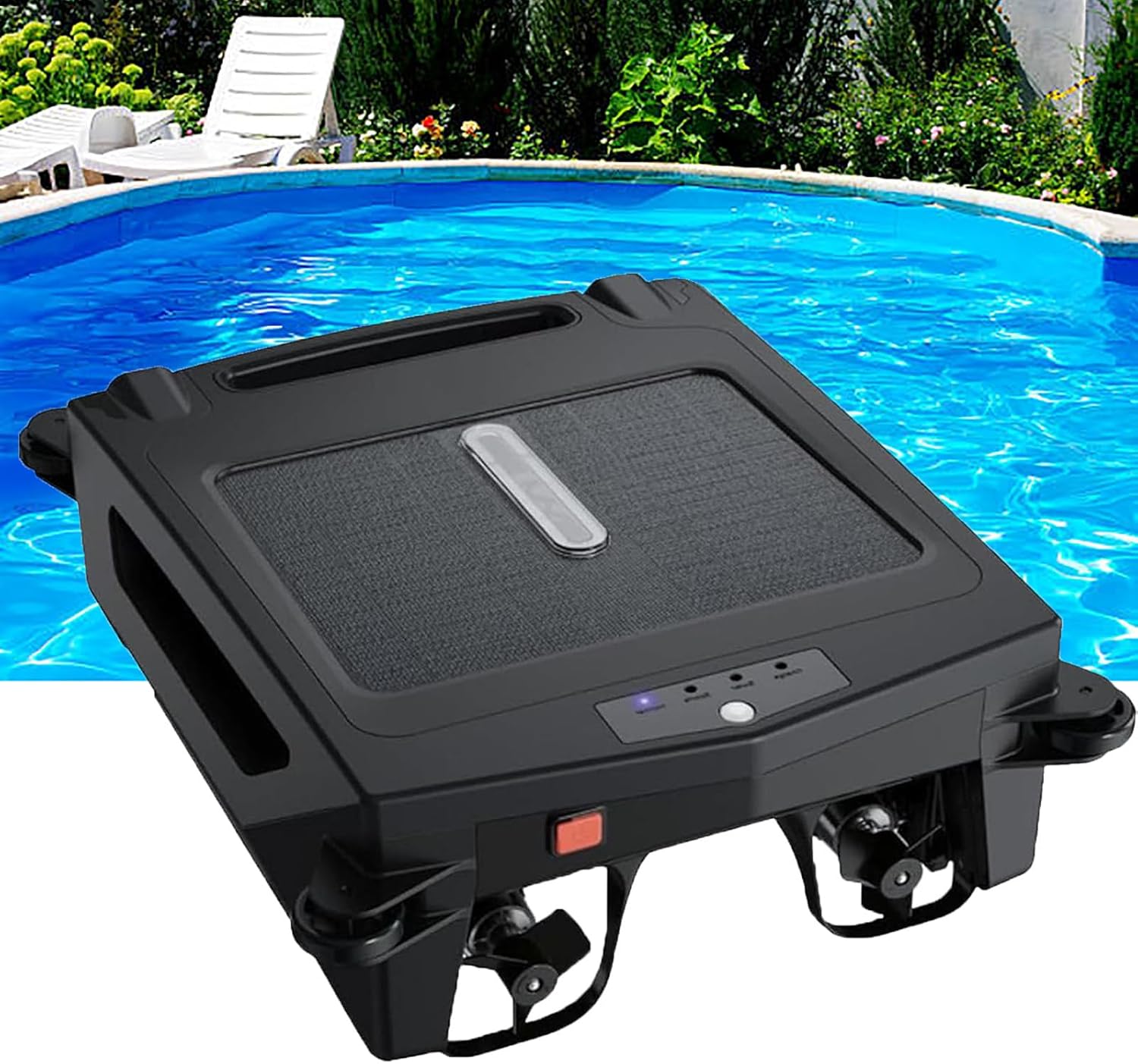 Solar-Powered Robotic Automatic Pool Skimmer Cleaner with 24/7 Continuous Cleaning Battery Power, Pool Skimmer Anti-Stuck Foam Noodle, for Most Swimming Pool Types