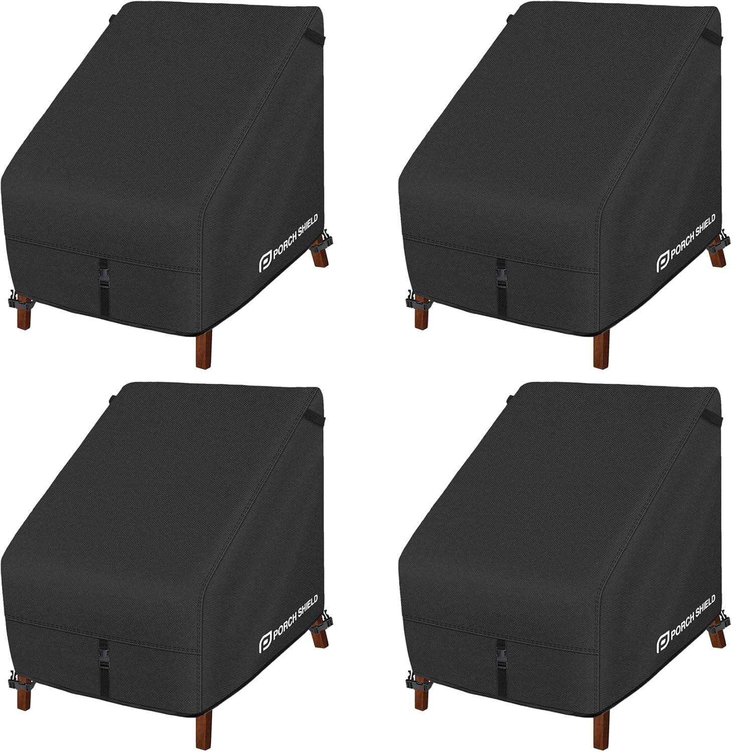 Porch Shield Patio Chair Covers - Waterproof Outdoor Lounge Deep Seat Adirondack Chair Cover 4 Pack - 34W x 37D x 36H inch, Black