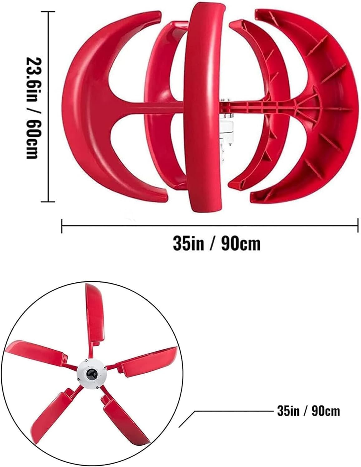 CHRISK 9000W 12V 24V Wind Power Turbine Generator Maglev Generator Vertical Wind Generator with 5 Blade and Controller