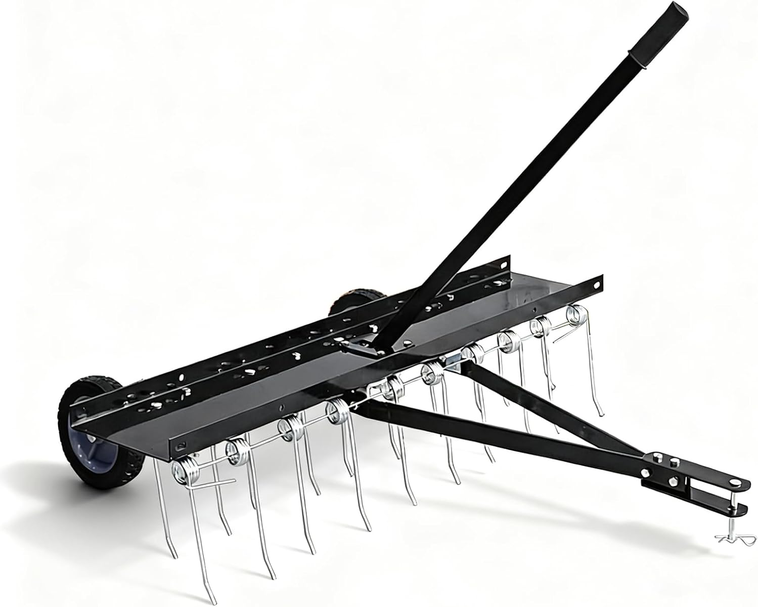 Tow Behind Dethatcher, 40-Inch Tow Lawn Dethatcher with 20 Spring Steel Tines, Lawn Dethatcher Rake Compatible with ATV & Mower, Tow Behind Lawn Rake with Lift Handle for Garden, Farm & Grass