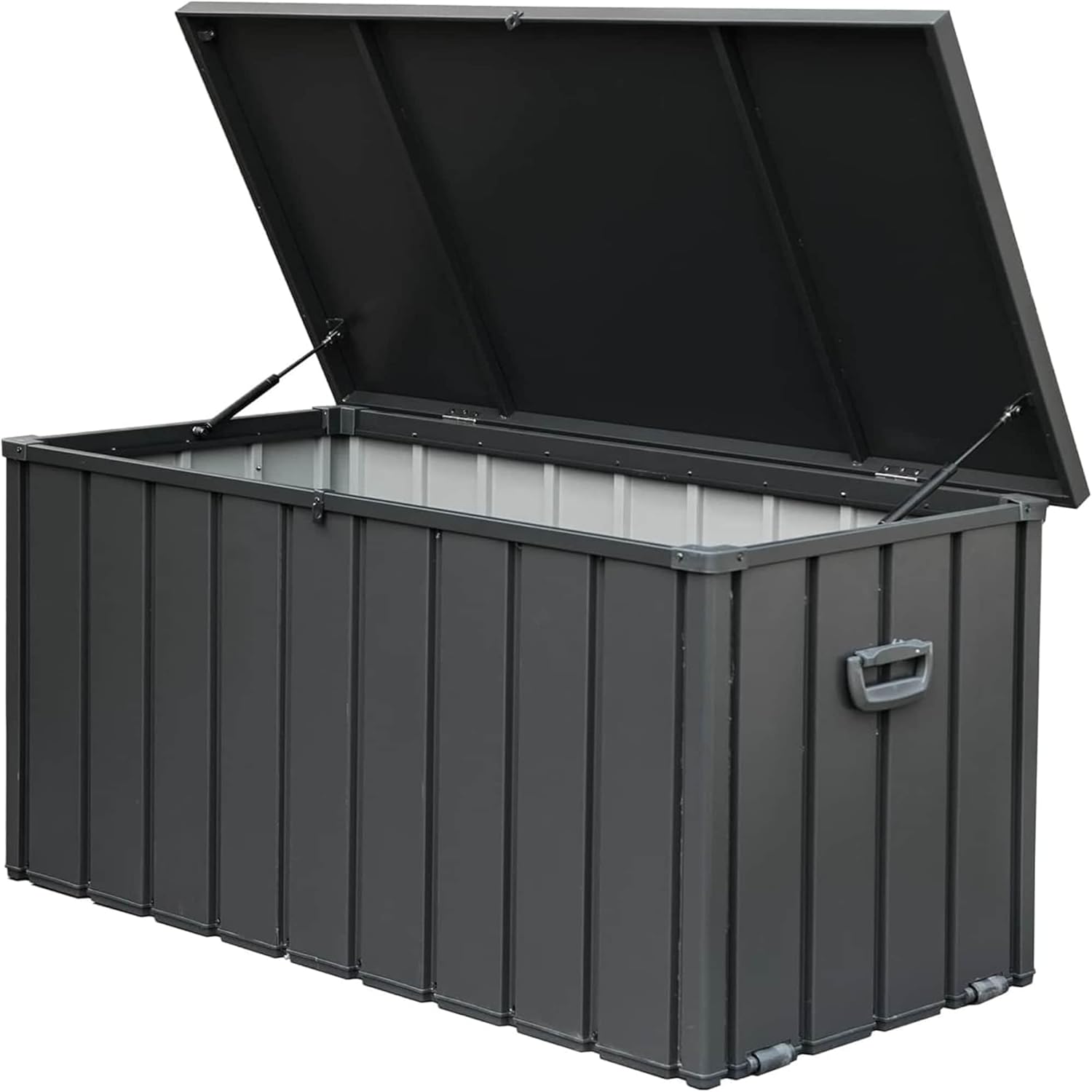 Gallon Patio Resin Storage Deck Box Lockable Grey Steel Uv Protected
