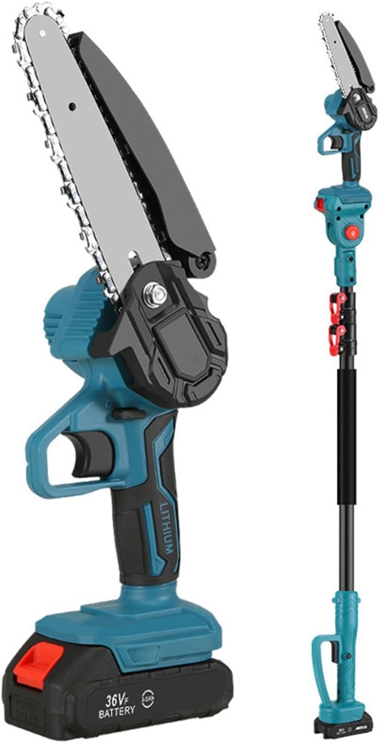 2 - in - 1 Cordless Pole Saw with 8 - Inch Chain - Extendable to 13ft, Auto - Oiling, 2 Batteries - Ideal for Tree Trimming and Branch Cutting