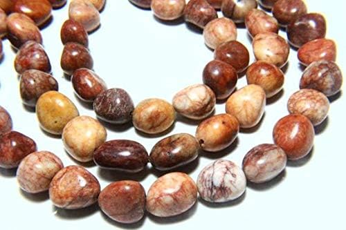 13 inch natural beads strand of 10x11-12x15mm smooth nugget tumble red jasper gemstone beads for DIY jewelry - necklace, bracelet, earring, ring.