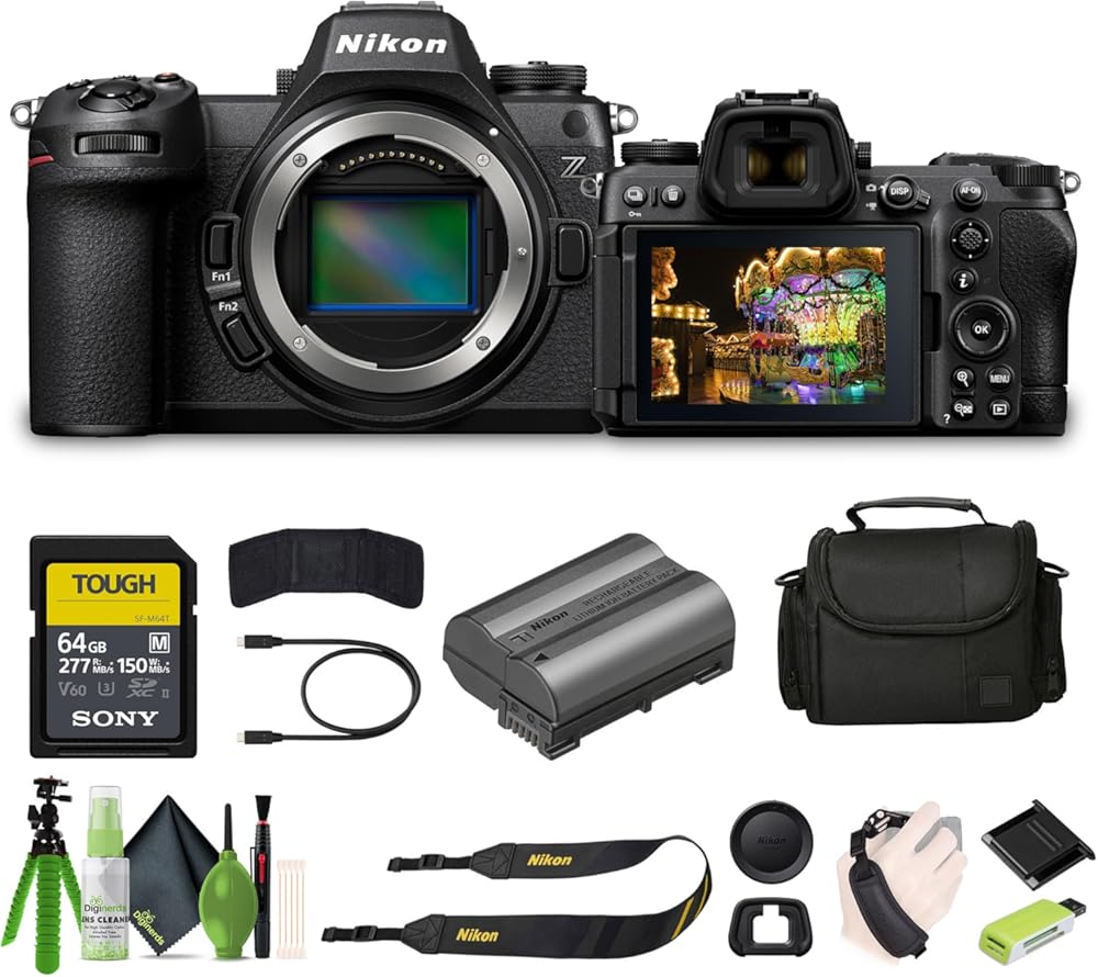 Nikon Z6 III FX-Format Mirrorless Camera + Soft Case + Cleaning Kit + Memory Card Wallet + 64GB SF-M Tough Series Memory Card + Card Reader + Hand Strap + 3 Piece Filter Kit + 12 Inch Flex Tripod