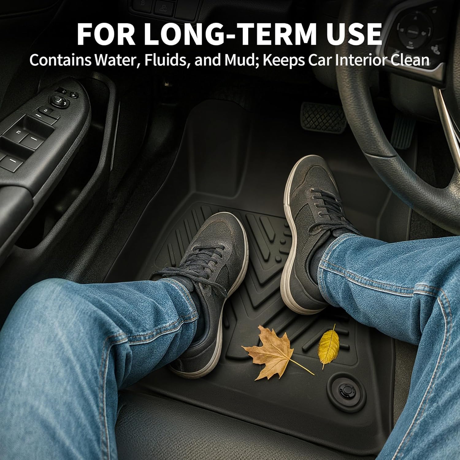 YITAMOTOR Floor Mats for 2015-2025 Ford F-150 Super Crew Cab Bench Seat, Custom Fit All Weather Anti-slip TPE Rubber Mat, Super Duty Ford F150 Accessories, F 150 Floor Liners Set, 1st & 2nd Row, Black