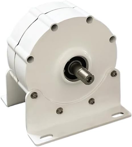 Electric Generator 2KW Low Speeds 48V 24V 12V 3 Phase Gearless Permanent Magnet AC Alternators for Wind Water Turbine Home Use Low Starting Speed for Home(with Base,Double Shaft_12V)