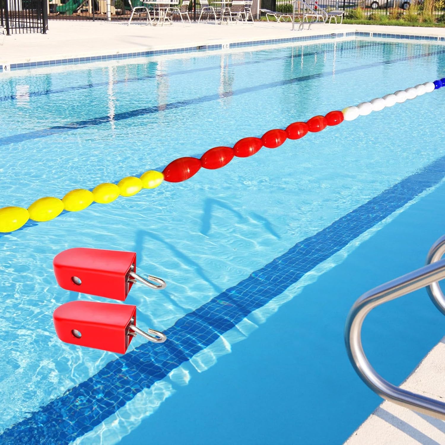 Safety Rope with Floating Buoys 2 4 6 8 10 M Long, Swimming Pool Professional Pre-Assembled Deep Shallow End Divider Line, Oval Lane Line Pool Equipment
