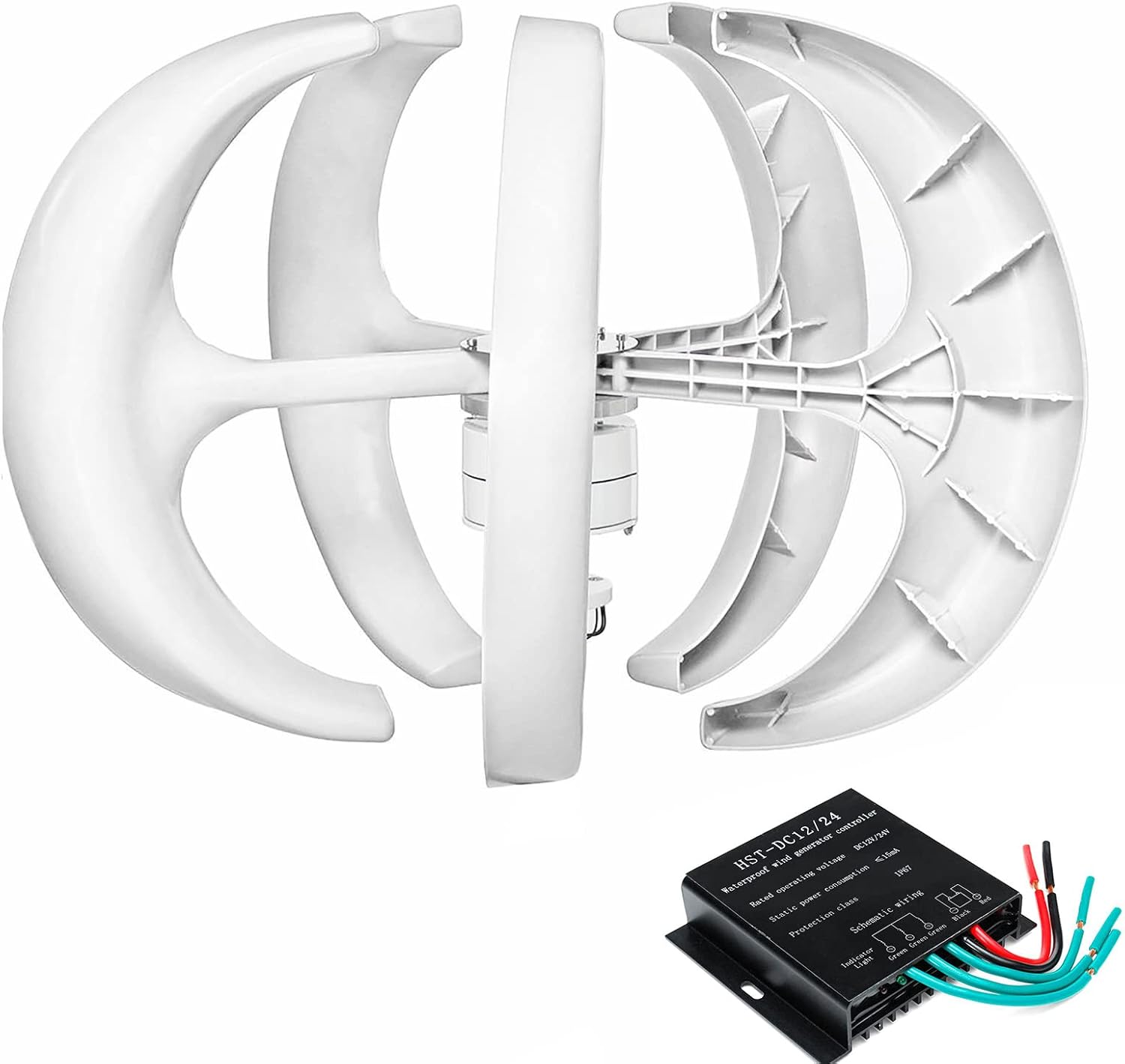 10000W Lantern Wind Turbines Generator Kit,AC Wind Turbines Generator 12V 24V 48V 5 Blades with Controller No Noise Wind Turbine for Home Farm Boat (White)