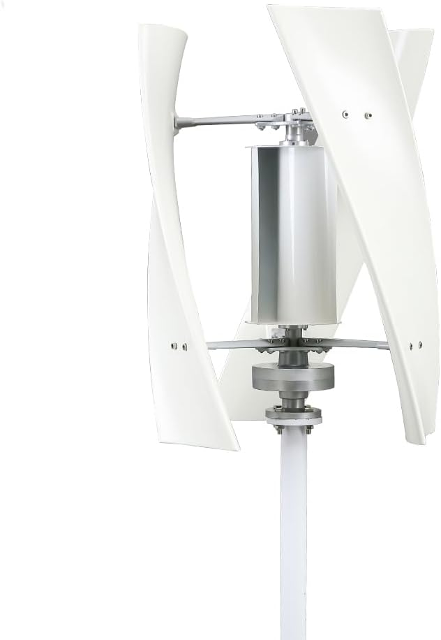 Efficient Wind Turbine Generator Kit, 4500W 12V /24V Vertical Wind Turbine Generator 3 Phase Generator 3 Blades for Home Use (White)