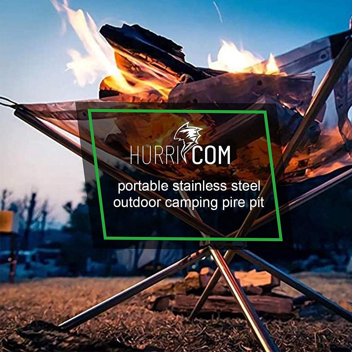 Portable Fire Pit Outdoor Fireplace with Carrying Bag Rollable Stainless Steel Charcoal Mesh and Folding Stands Picnic Bonfire s Wood Burning for Travel Camping and Backyard